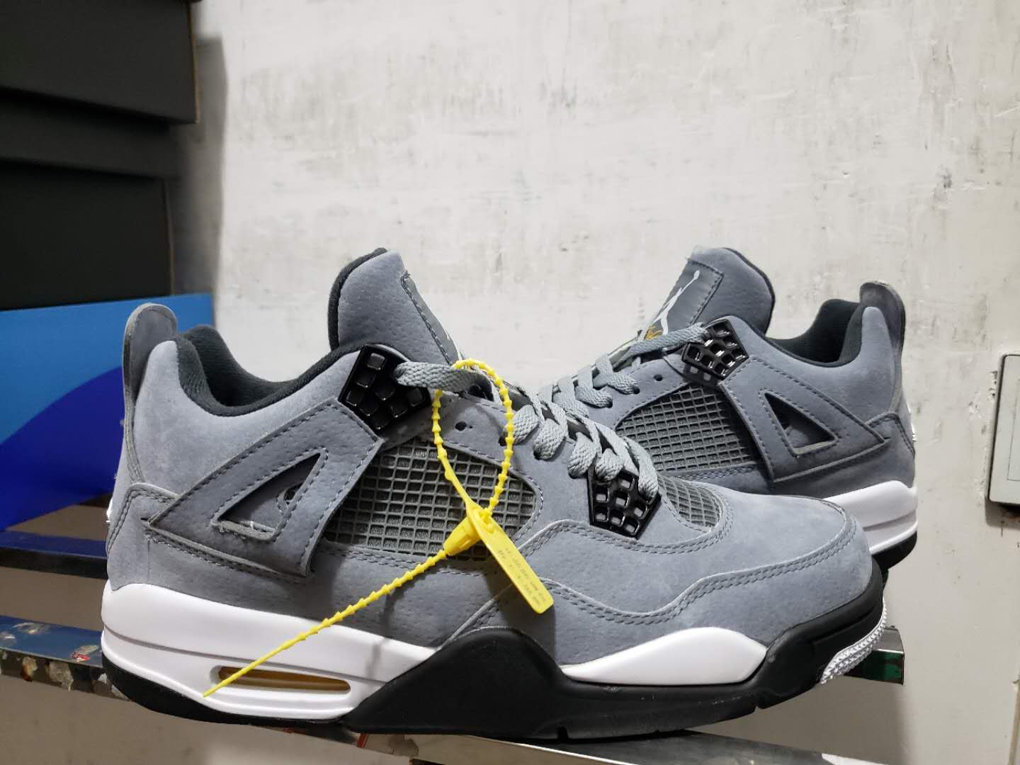 2019 Men Jordan 4 Grey Black Yellow Shoes
